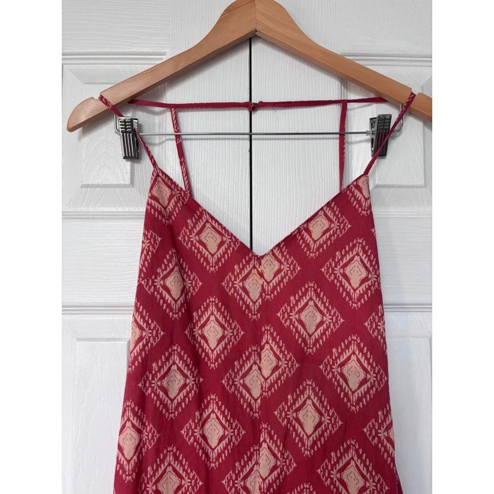 Zara The Jami Jumpsuit V-Neck Open Back Wide Leg Terracotta Print Small‎ NWT